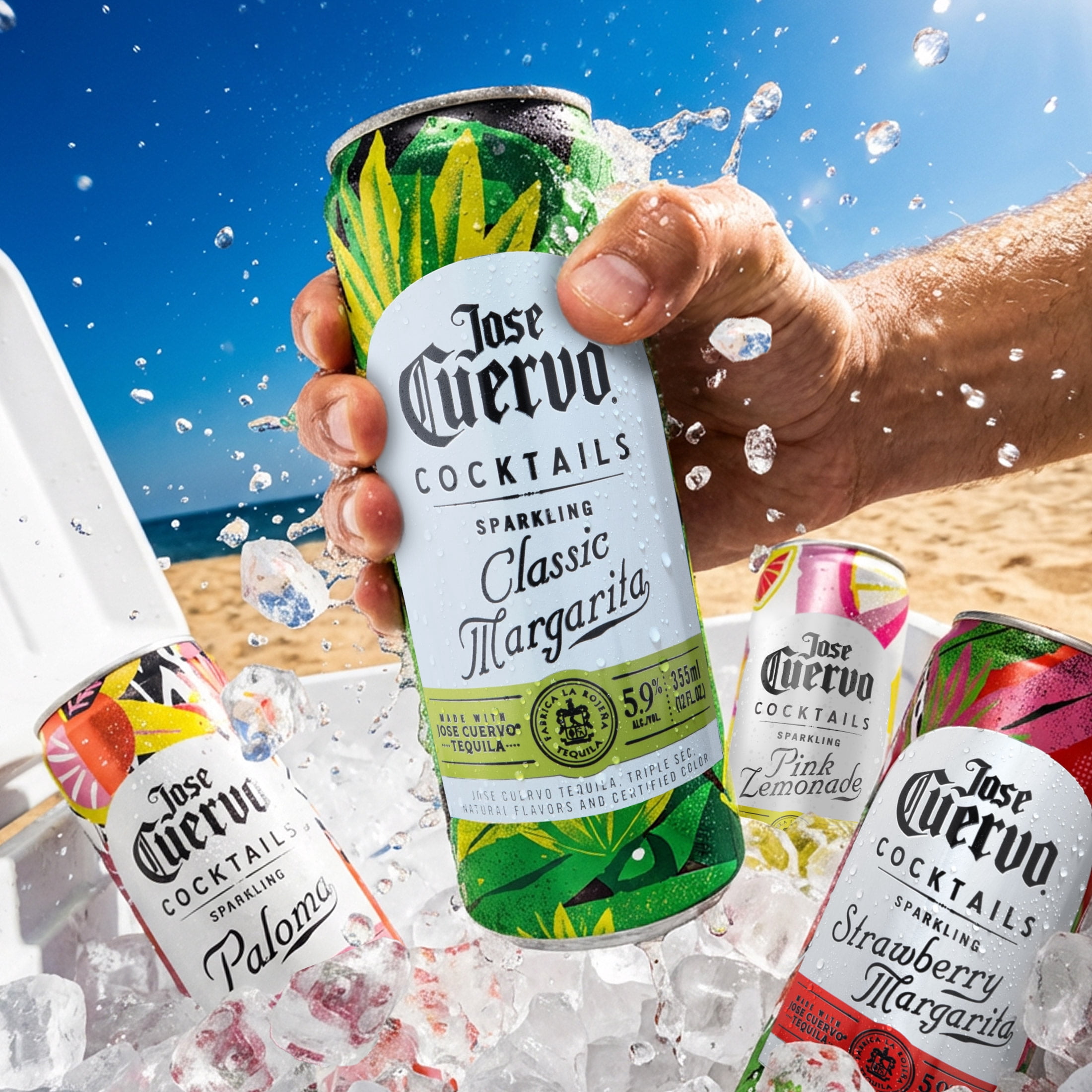 Jose Cuervo Sparkling Cocktails Variety Pack Classic, Strawberry, Paloma, and Pink Lemonade, 8 pack, 355 ml Cans, 5.9% ABV