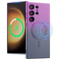 ELEHOLD for Samsung Galaxy S22 Ultra Case Compatible with MagSafe, Gradient TPU Shockproof Non-Slip Protective Slim Cover with Camera Lens Protector,Purple Gray