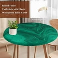 thumbnail image 4 of Green Marble Round Tablecloth, Fitted Table Cover with Elastic for 55"-60" Round Tables, Modern Farmhouse Gradient Abstract Fluid Art Table Cloth Outdoor Indoor Dinning Party Waterproof Tablecloths, 4 of 7
