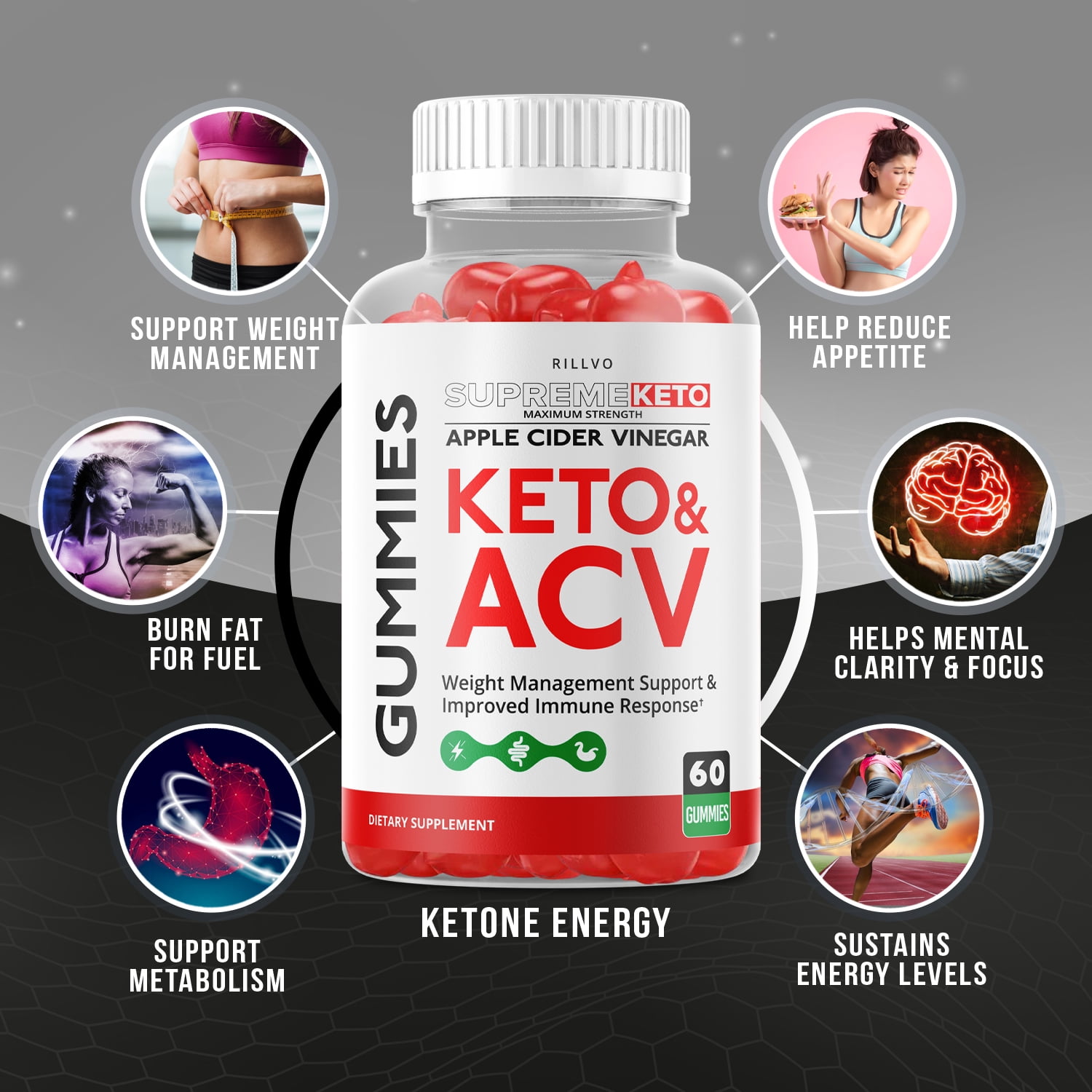 (5 Pack) Supreme Keto Gummies - Supreme Keto ACV Gummy’s - Supplement for Weight Loss - Energy & Focus Boosting Dietary Supplements for Weight Management & Metabolism - 300 Gummies