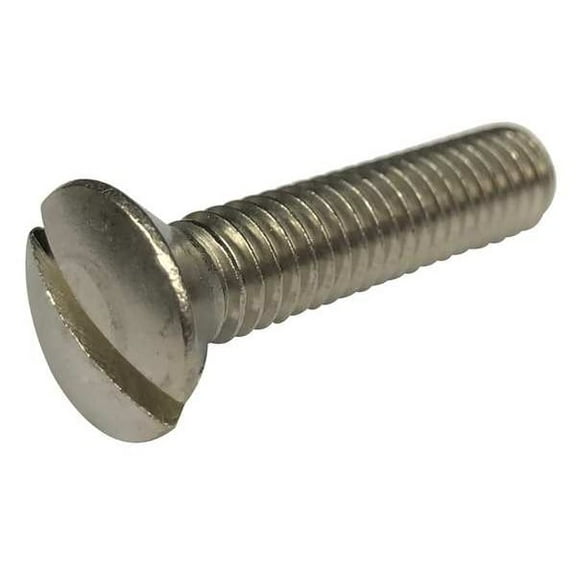 #10-32 x 1/2 in Slotted Oval Machine Screw, Plain 18-8 Stainless Steel, 100 PK(2BU72)
