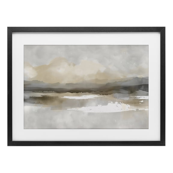 Stupell Industries Contemporary Subtle Watercolor Mountains Black Framed Print Under Glass, 20 x 14, by Creative Studio