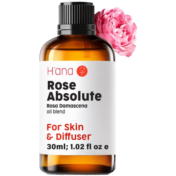 H'ana Rose Essential Oil - 100% Pure, Natural Essential Oil for Skin, Hair & Aromatherapy Diffuser - Sweet, Fresh Floral Scent Like Real Roses - Mother's Day Gift for Love & Beauty (1 Fl Oz)