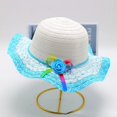 thumbnail image 1 of gorro niña Sombrero de paja ondulado para niña y bebé, sombrero de verano con cinta decorativa, para playa, de 1 a 8 años, 1 of 4