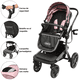 thumbnail image 4 of Carriola para Bebé Asiento Reversible Bambineto Acolchado Ruedas de Goma Plegable Cinturón de Seguridad - Rosa, 4 of 8