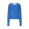 thumbnail image 3 of Yotami Plus Size Womens Sun Shirts Crewneck Long Sleeve Workout Blouse for Summer Breathable UPF 50+ Shirt Blue XL, 3 of 4
