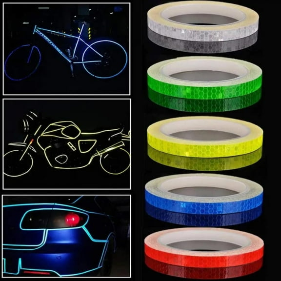Reflective Tapes 5 Colors Safety Reflective Warning Stickers, Waterproof Outdoor Bicycle Rim Reflector Tape, Thin Reflective Sticker Rolls for Bikes, Bicycles, Motorcycle Decoration.