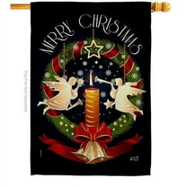Angeleno Heritage  28 x 40 in. Angel Wreath House Flag with Winter Christmas Double-Sided Decorative Vertical Flags Decoration Banner Garden Yard Gift