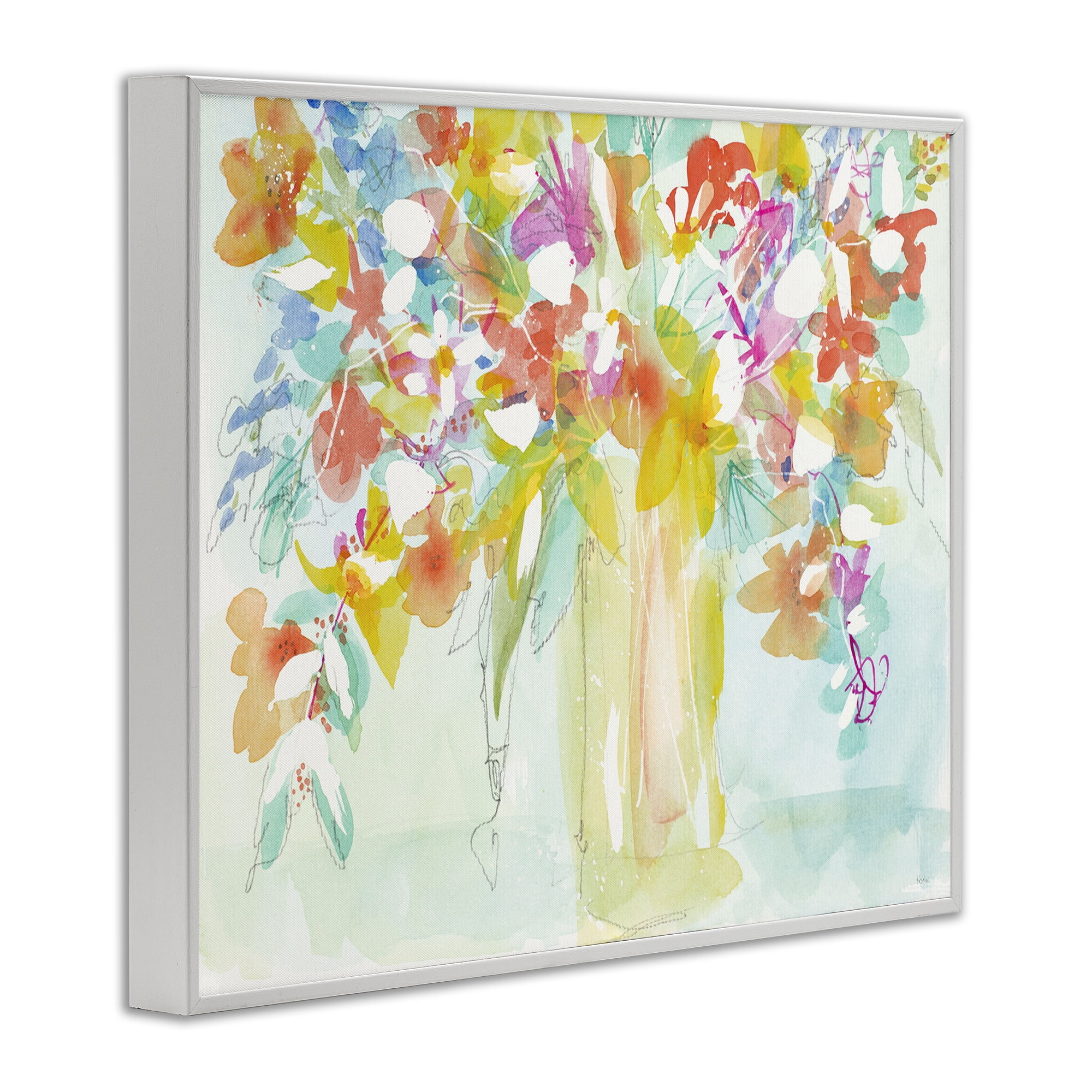 Stupell Industries Bold Eclectic Bouquet Botanical & Floral Painting White Framed Art Print Wall Art, 14 x 11