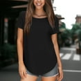 thumbnail image 4 of Women T Shirt Solid Color Tee Crewneck Short Sleeve Shirt Casual Summer Top Lady Loose Tee Shirts, 4 of 6