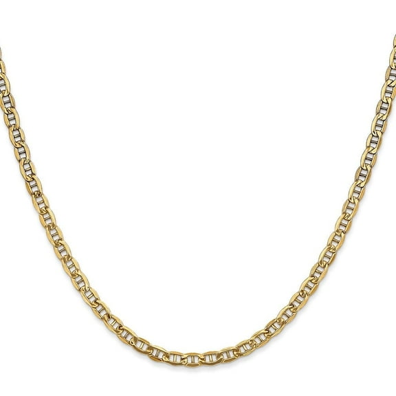 DewberryDiamonds 10K Yellow Gold 3.2mm Semi-Solid Anchor Chain 22" inch Real Gold Men's Chain with Lobster Lock Anchor Chain Jewelry for Men & Women (Weight: 4.55 g, Width: 3.2mm)