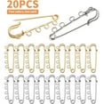 thumbnail image 2 of 20pcs Gold/Silver，Metal Heavy Duty Blanket Safety Pins Kilt Pins with ，Large Safety Pins,5 Loops for Crafting Arts Brooch Clothes, 50mm, 2 of 7