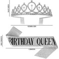 thumbnail image 4 of 1set Bling Rhinestone Crown Tiara Sash Birthday Anniversary Party Decor Supplies, 4 of 4