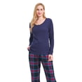 thumbnail image 4 of GLOBAL Women's Flannel Pajama Sets Knit Top Flannel Pants Sleepwear Long-Sleeve Top & Bottom, Size S-3XL, 4 of 5