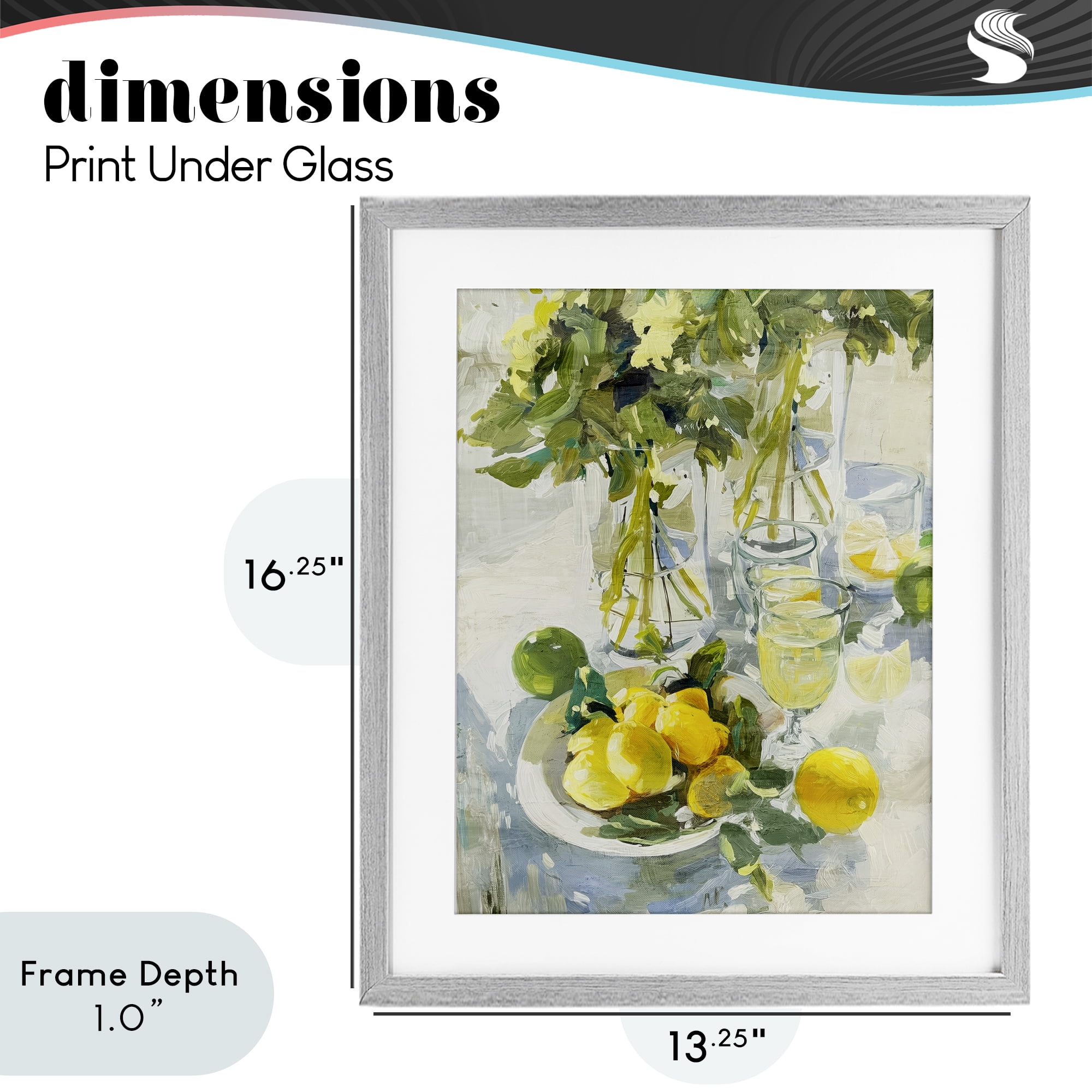 Stupell Industries Fresh Kitchen Lemons Spread Gray Framed Print Under Glass, design by Annabelle Hall