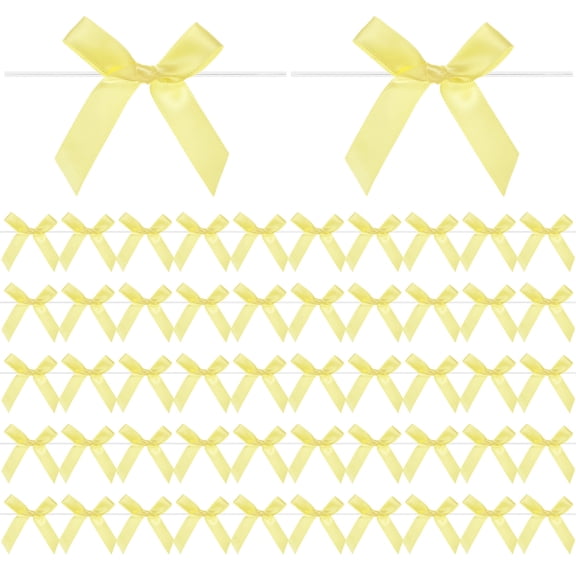 Uxcell 50-Pack Satin Ribbon Twist Tie Bows, 2.4x2.8 Inch Bow Twist Ties for Craft DIY/Baked Goods [Yellow]