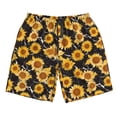 thumbnail image 5 of Goofa Black Marble Pattern Sunflower Printed Mens Swim Trunks Summer Quick Dry Short Beach Swimwear Bathing Suits-Large, 5 of 9