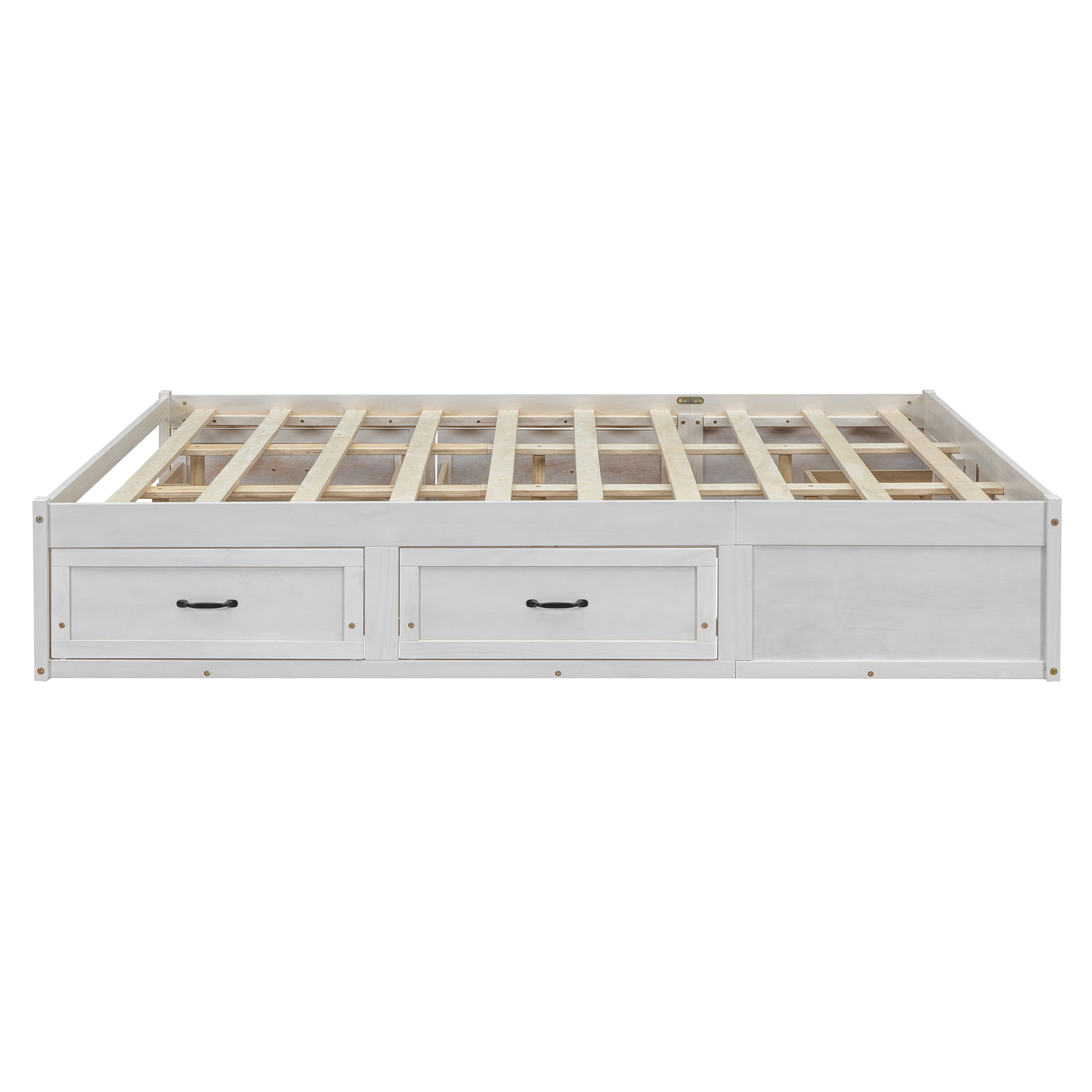 Aukfa Queen Size Storage Platform Bed with 6 Drawers, Farmhouse Captain Bed Frame, Antique White