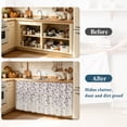 thumbnail image 4 of Cabinet Curtains 35"W x 35"L, Dustproof Sink Skirt Curtain for Kitchen Bathroom, Adhesive Desk Skirt Privacy Short Curtains for Office Closet Vanity Shoe Rack, 4 of 8
