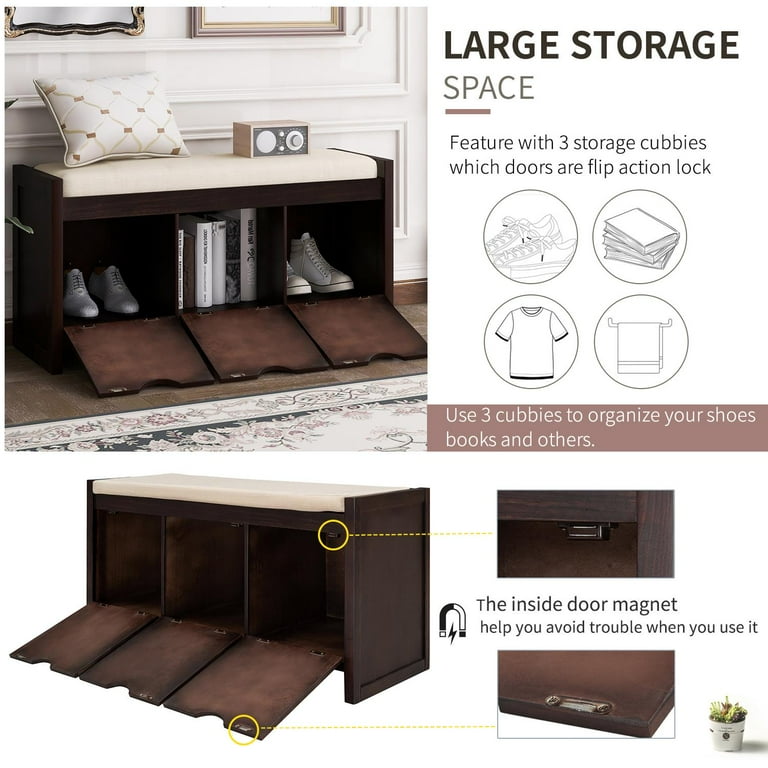 Shoe rack with seat and lock clearance