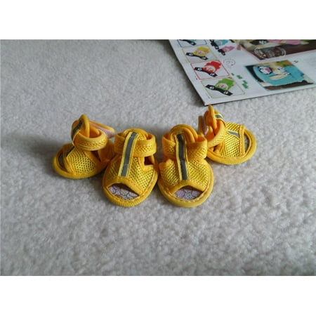 

FACI 4pcs Pet Shoes Solid Color Anti-skid Rubber Sole Dog Sandals Shoes For Outdoor