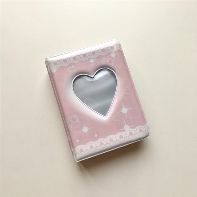 Álbum de fotos pequeño de 3" con diseño de perlas blancas y polvo naranja de la serie Chasing Love Beans, libro de tarjetas pequeño para guardar