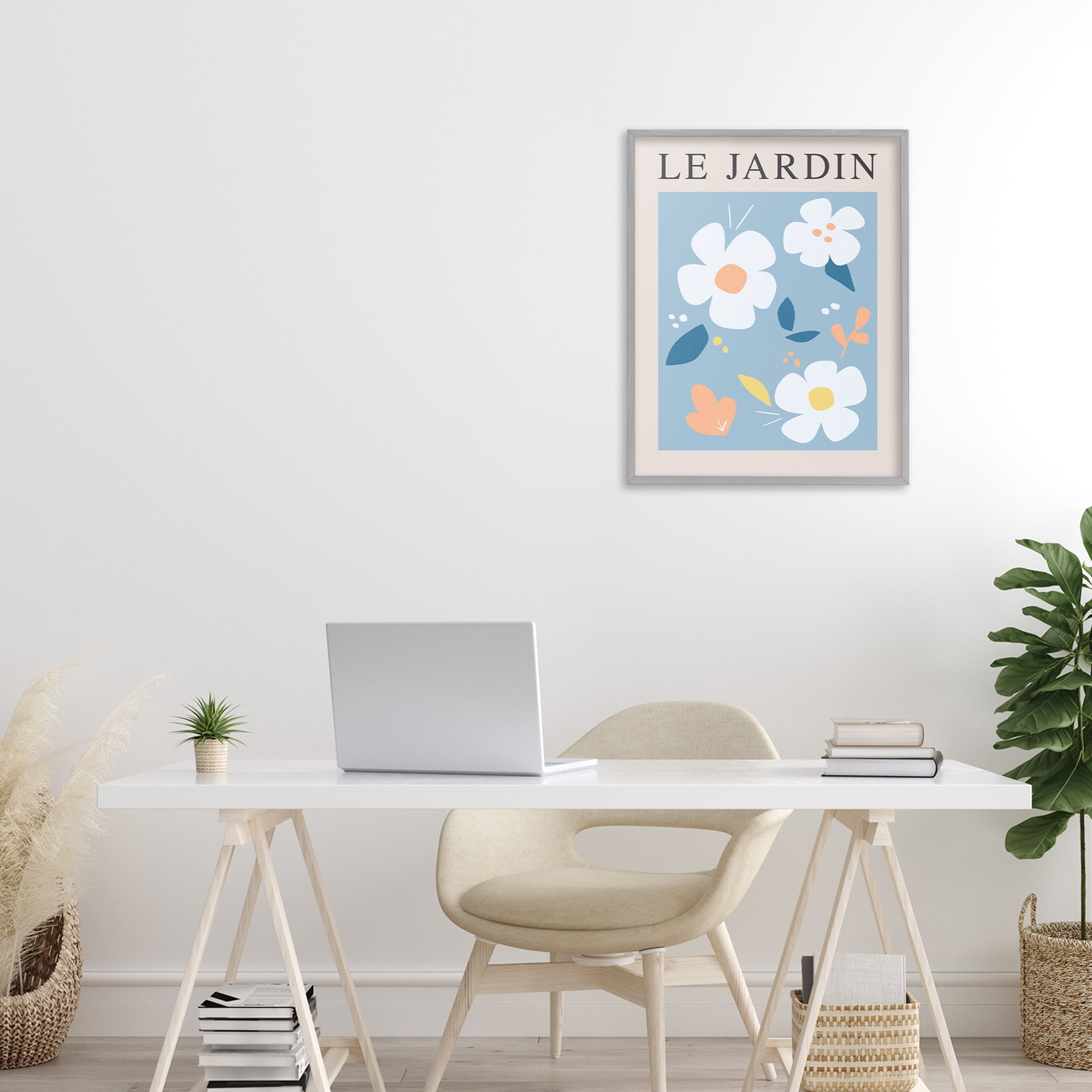 Stupell Industries Bouncing Floral Le Jardin Gray Framed Giclee Art, design by Anna Quach