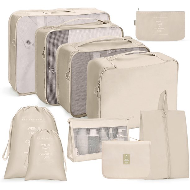 Bolsa de almacenamiento de viaje, juego de 10 piezas, organizador de ropa para equipaje de viaje, bolsa de almacenamiento, juego de almacenamiento simple y separado