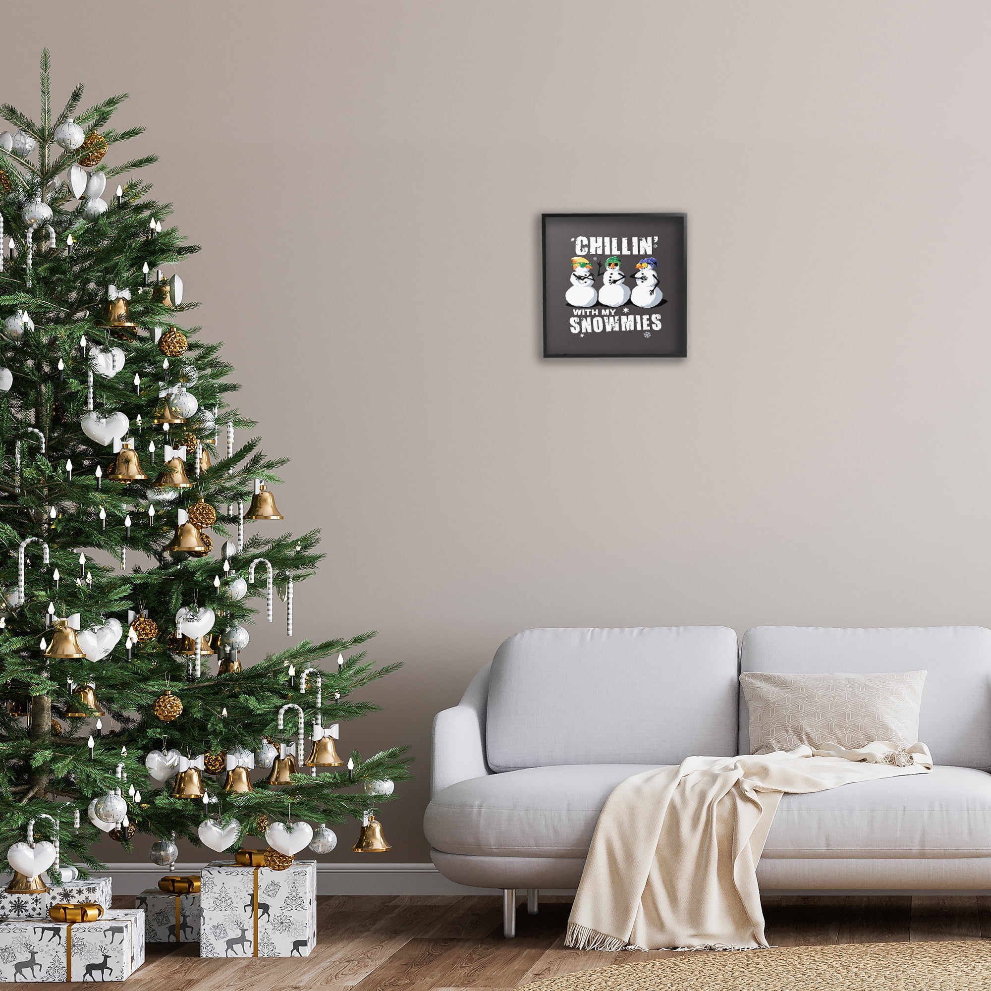 Stupell Industries Chillin' With Snowmies Snowmen Holiday Painting Black Framed Art Prints Wall Art, 17 x 17