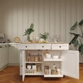 thumbnail image 3 of Rolling Kitchen Island Cart with Drop Leaf Countertop & Charging Station - Large Storage with Drawers, Shelves, Spice Rack, Towel Rack - Mobile Buffet Cabinet on Wheels, White + Original Wood Color, 3 of 7