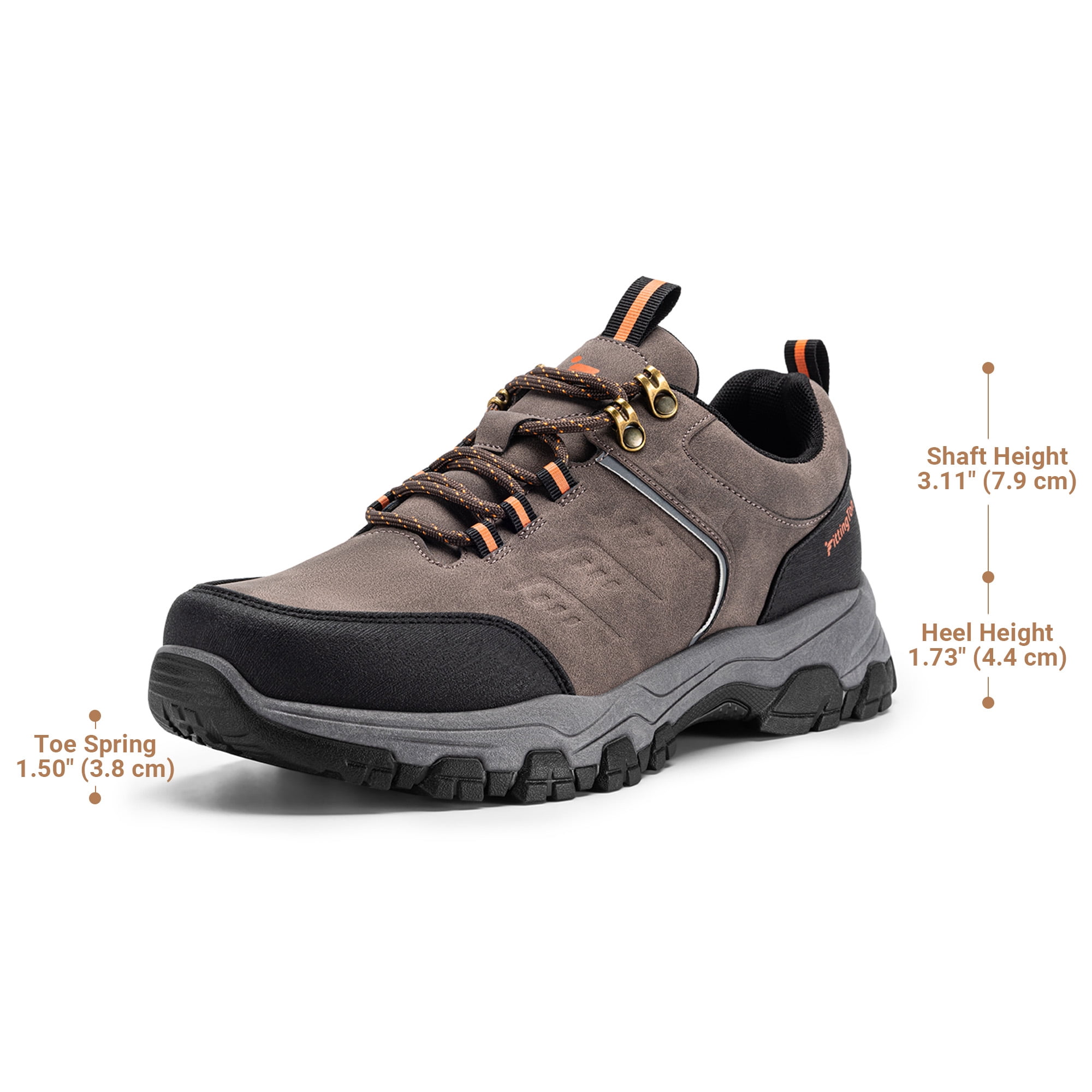 Fittington Men's Hiking Shoes Trekking Trails Outdoor Sneakers Walking Shoes with Arch Support, Reflective Safety Feature