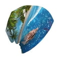 thumbnail image 6 of Xecao Island And Coral Reef Print Beanie Knitted Hat for Men Women, Winter Fashion Knit Cuffed Caps Unisex, 6 of 7
