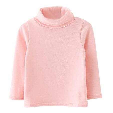 

6M-4T Baby Girls Cotton Long Sleeve Turtle Neck Shirt Solid Tops