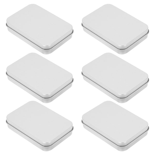 FESTFENDS 6Ud Caja De Hierro Para Almacenamiento Con Tapa Color Plata Para Uso En Hogar