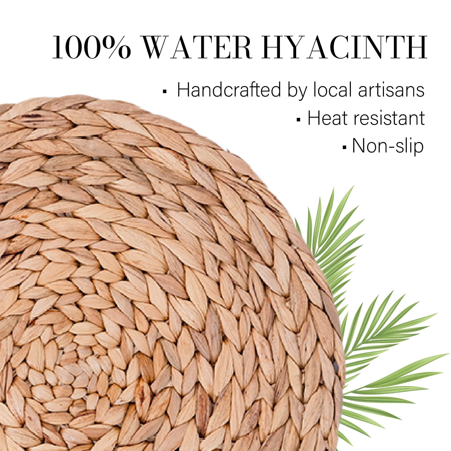Laquedecraft 13.8" Round Woven Rattan Water Hyacinth Placemats Set of 4 Table Mats | Farmhouse Spring Plate Chargers
