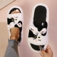 thumbnail image 7 of Fuzzy Slippers For Women Slippers Fuzzy Comfortable Shoes Cute Cat Print Open Toe Flat Slides Cozy Fall Winter Home Footwear Warm Cozy Winter House Slippers Bedroom Indoor House Shoes, 7 of 7