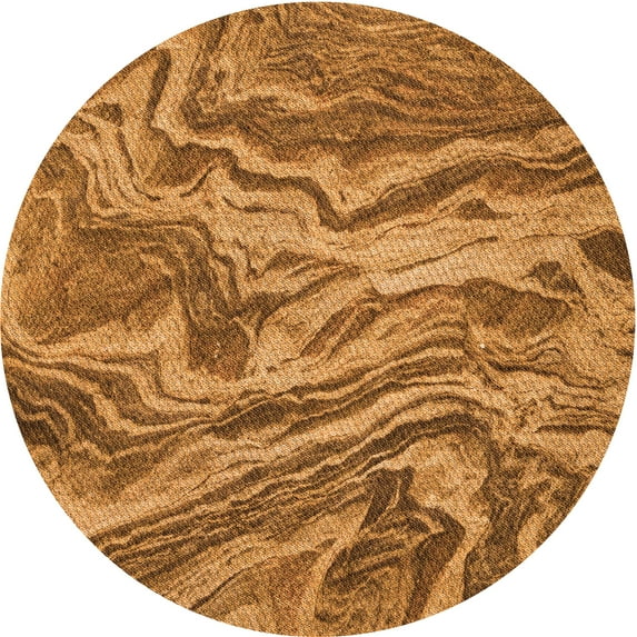 Ahgly Company Machine Washable Indoor Round Transitional Mahogany Brown Area Rugs, 3' Round