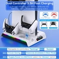 thumbnail image 4 of Prociv Charging Stand with Cooling Fan Only for PS5 Slim Console, Dual Controller Charger Station with 9 RGB Lights & Headset Hook & 3-Level Silent Fan, Cooler Accessories for PS5 Slim Digital/Disc, 4 of 8