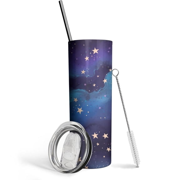 Purple Star Skinny Tumbler 20oz - Double Wall Vacuum Coffee- Insulated Travel Coffee Mug