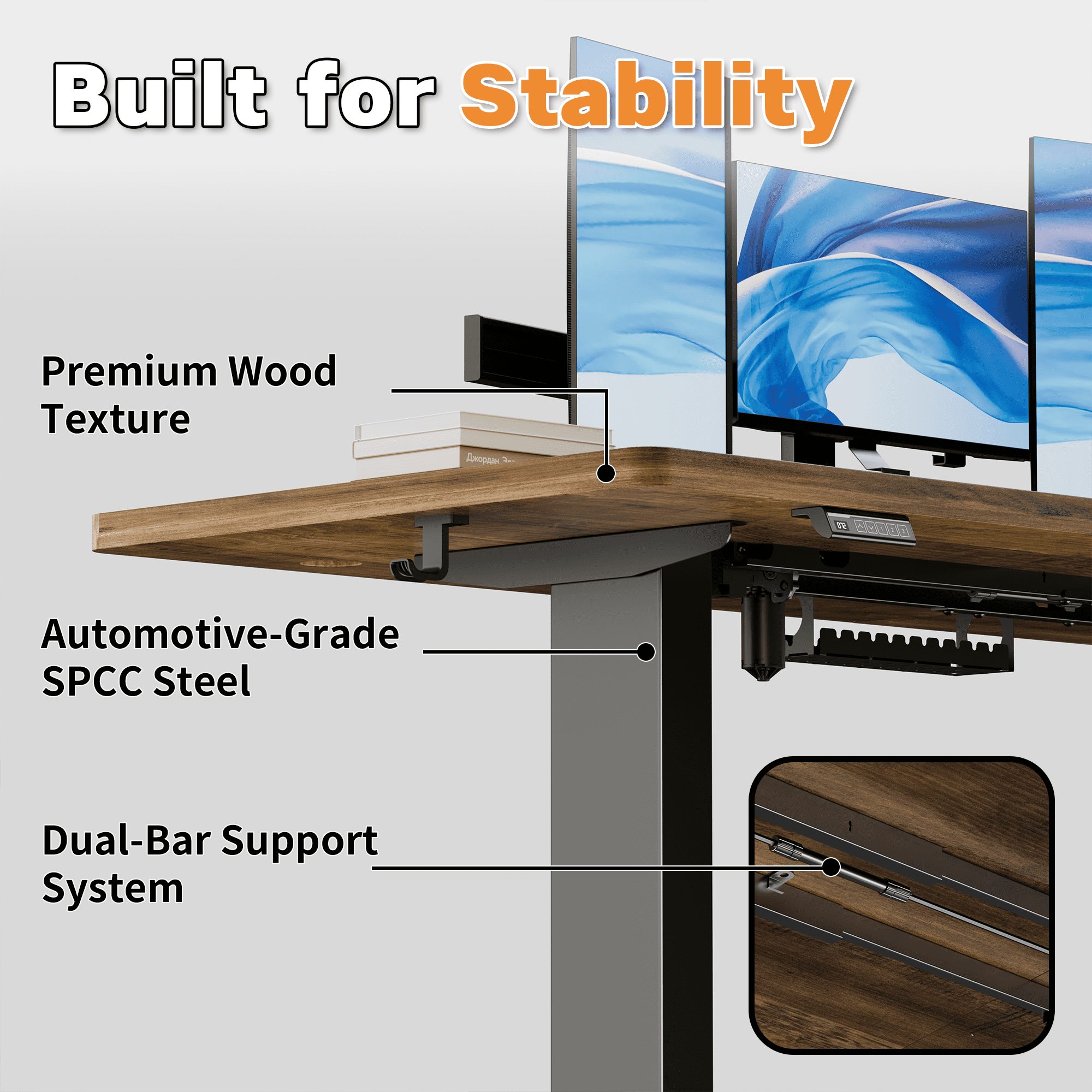 Bashaw 71 Inch Electric L Shaped Standing Desk, Height Adjustable Standing Corner Desk with 3 Memory Presets, Ergonomic Workstation Office Desk for Home/Office