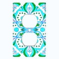 thumbnail image 2 of Metal Light Switch Plate Cover Neon Green Teal Flower Mandala Tile Pattern MDL034, 2 of 13