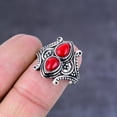 thumbnail image 3 of Natural Red Coral Gemstone Handmade 925 Sterling Silver Jewelry Ring Size 7, 3 of 4