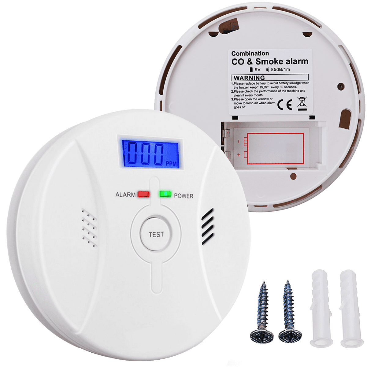 Smoke Detector & Carbon Monoxide Detector Combination Alarm with Number Display 