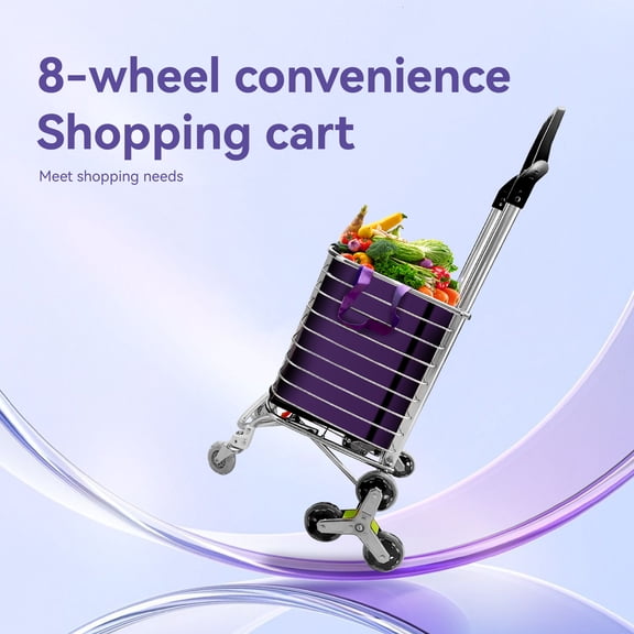 Heavy-Duty Folding Stair-Climbing Cart - All-Terrain Grocery & Cargo Utility Wagon, Collapsible Hand Truck for Home/Outdoor/Shopping (44lbs)