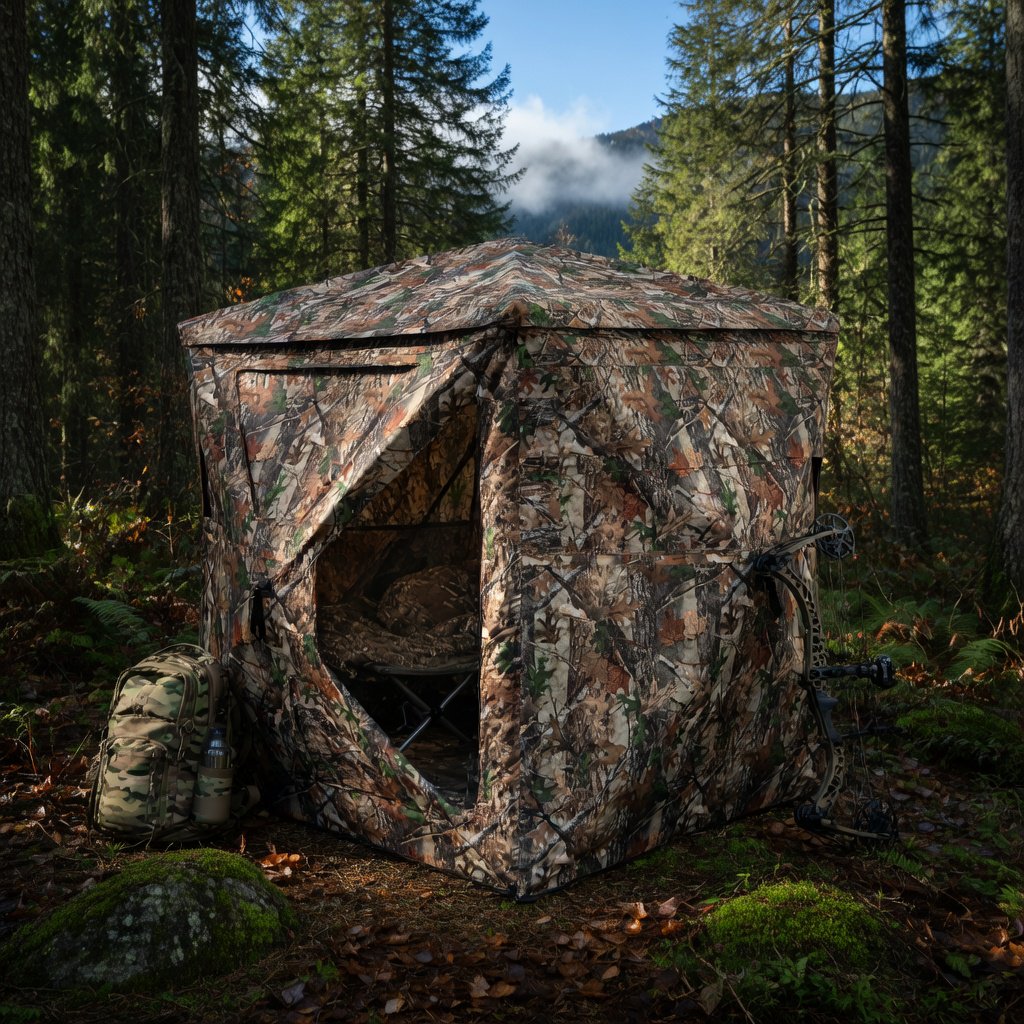 Topcobe 5-IN-1 Detachable Hunting Blind for 2-3 People with Skylight Waterproof Camping Tents Easy Setup