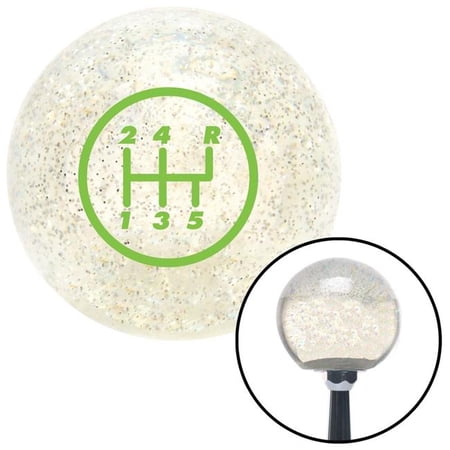 American Shifter Green 5 Speed Shift Pattern - 5RUR Clear Metal Flake Shift Knob with M16 x 1.5 Insert