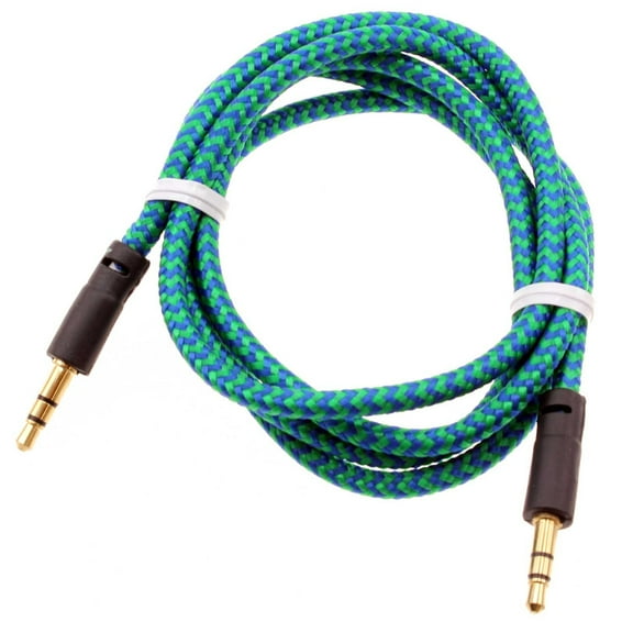 3.5mm Aux Cable Adapter Car Stereo Aux-in Audio Cord Speaker Jack Wire Green D2M for Coolpad Illumina, Defiant, Canvas, Suva - Cricket Icon, Influence, Ovation 2, 3, Dream 5G
