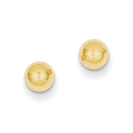 14k Yellow Gold Polished 5mm Ball Post Stud Earrings.