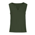 thumbnail image 4 of Scyoekwg Tank Tops for Women Classic Solid Color Trendy Loose Fit Summer Notch Neck Casual Sleeveless Tops Tank Top Shirt Army Green L(8), 4 of 5