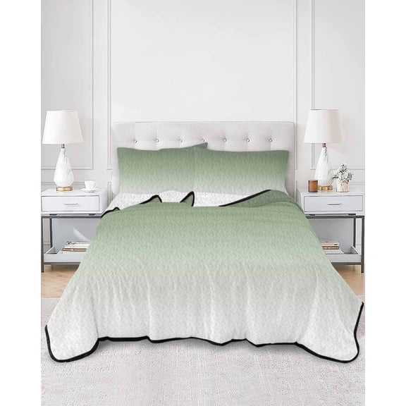Quilts Twin XL Size, Sage Green Soft Comforter Bedding Set for Bed, Farmhouse Sage Green Ombre Lightweight Quilted Bedspread with Pillow Cover(2 Pieces) for All Season, 68x98 Inch